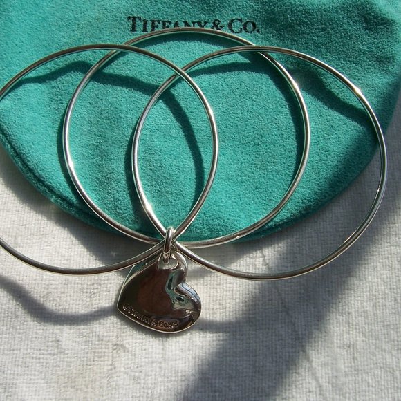 Tiffany & Co. Sterling Silver Three-Ring Heart-Tag Bracelet
